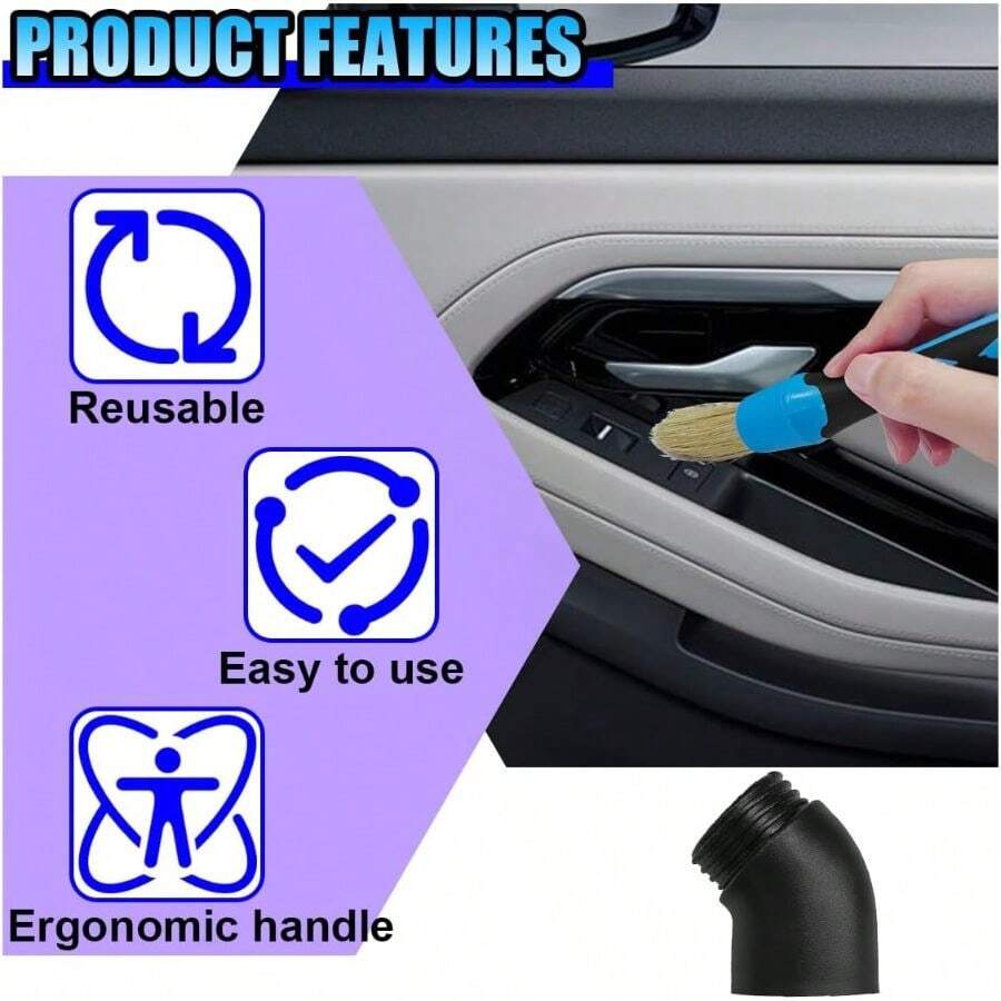 Car Detailing Brush Set Boar Hair Interior - Набор из 3 щеток для детейлинга