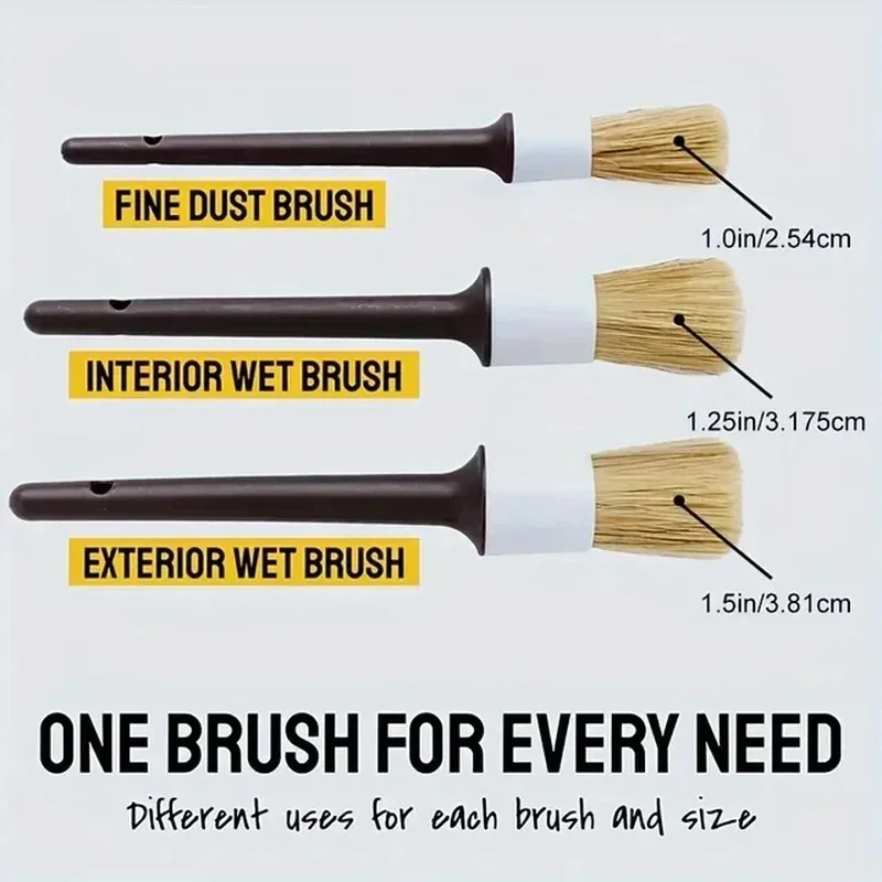 Набор из 3 щеток для чистки ав – обзор и цена Car Detailing Brush Set Boar Hair Interior