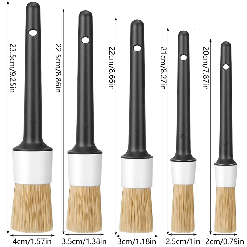 Набор из 3/5 кистей для ухода  – обзор и цена Car Detailing Brush Set Boar Hair Interior